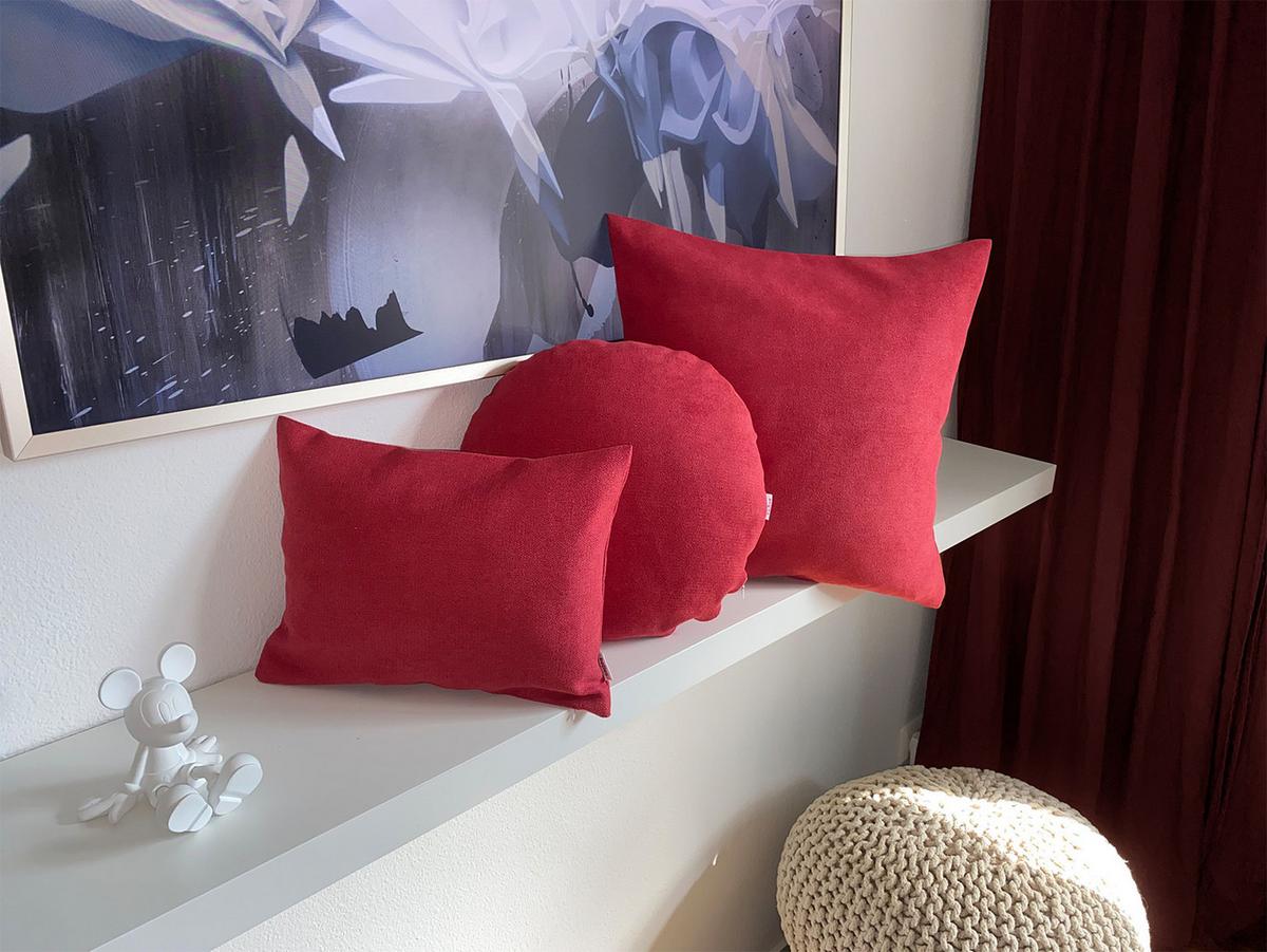 KISSENHÜLLE FarbTon Chenille-Haptik himbeer-rot 50/50 cm - Rot, Textil (50/50cm) - beties Heimtextil