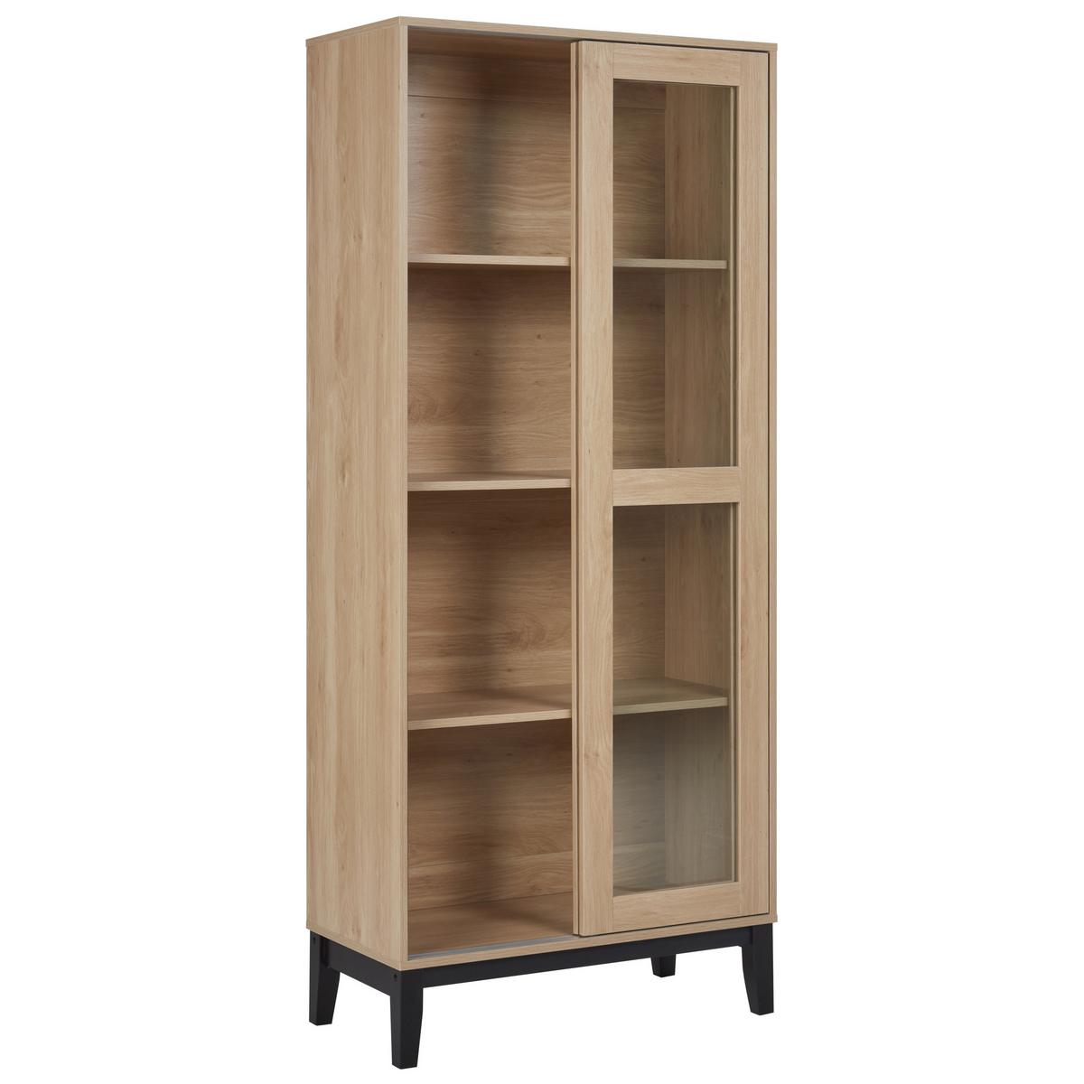 VITRINE mit Glastüren 80 cm Hellbraun Rumson - Braun, Holzwerkstoff (80/183/40cm) - Beliani