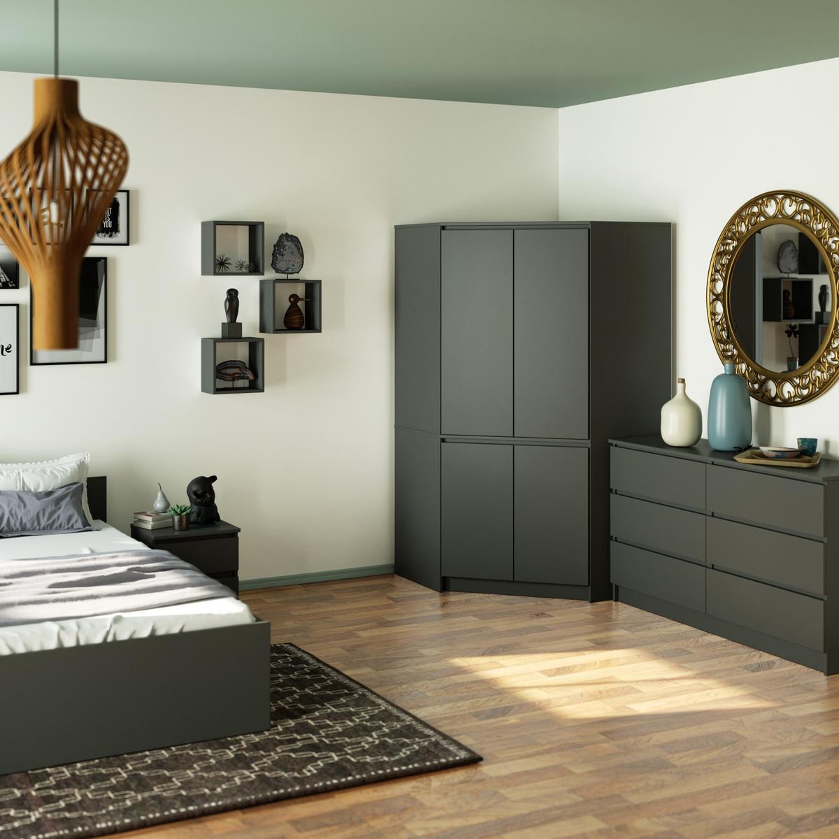 KLEIDERSCHRANK Graphit Grau 180/100/50 - Graphitfarben, Holzwerkstoff (100/180/50cm) - RAUMHIRSCH FURNITURE