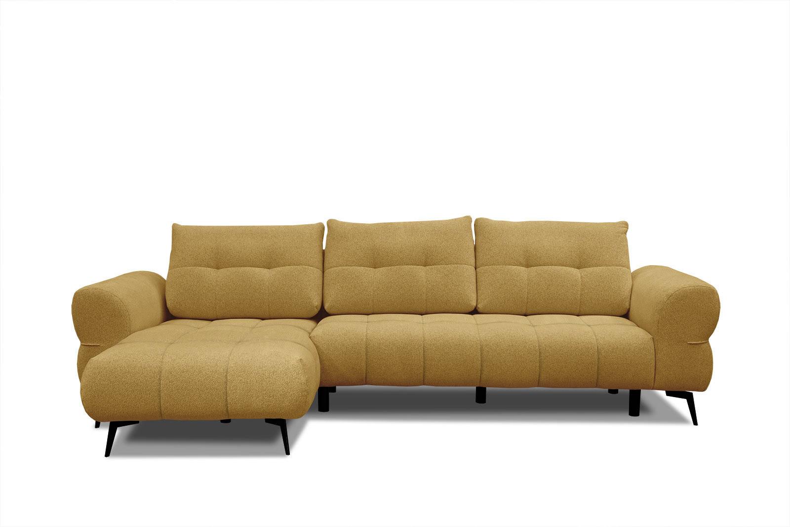 ECKSOFA SALVINI 4-Sitzer, honig - Schwarz/Honig, Holzwerkstoff/Textil (158/292cm) - Wozimo