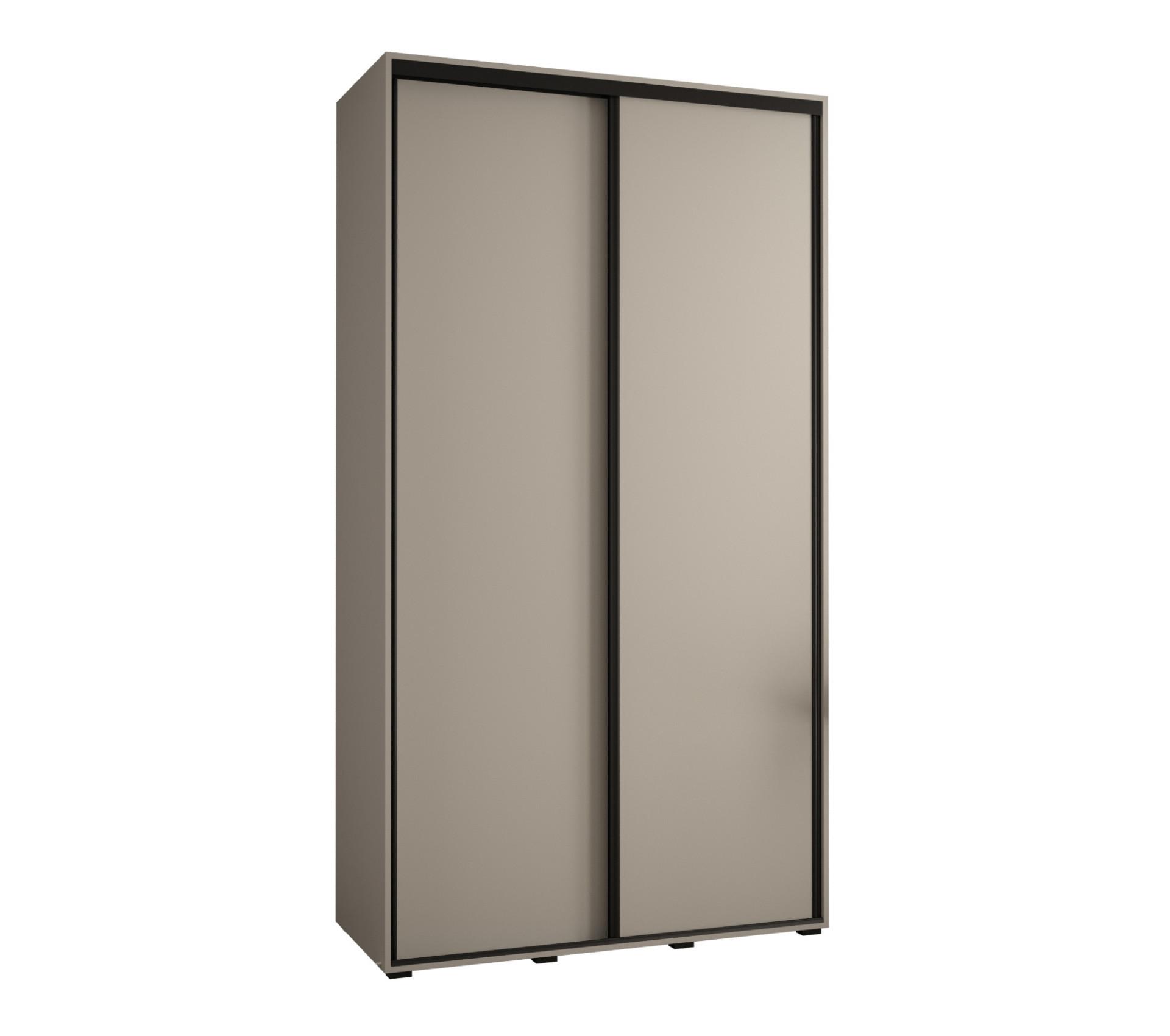 SCHWEBETÜRENSCHRANK 235,2/130/45 2-türig - Kaschmir/Schwarz, Holz/Metall (130/235.2/45cm) - MÖBEL KRYSPOL