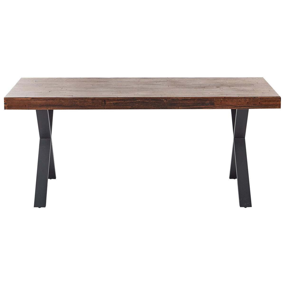 ESSTISCH 180/90 cm Dunkler Holzfarbton/Schwarz Clifton - Dunkelbraun/Schwarz, Holz (180/90/75cm) - Beliani