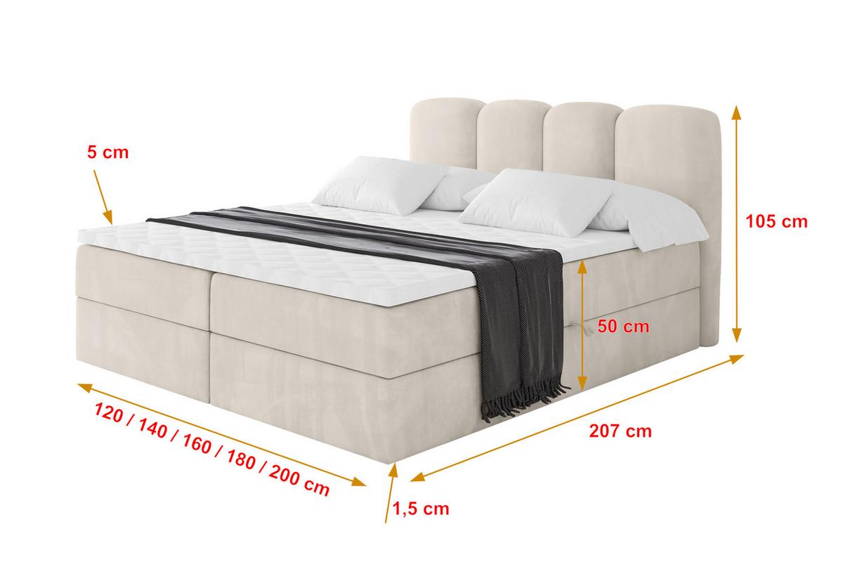 BOXBETT mit Matratze H4 - NINA - 180x200 cm - Beige - Champagner, Holzwerkstoff (180/200cm) - ALTDECOR