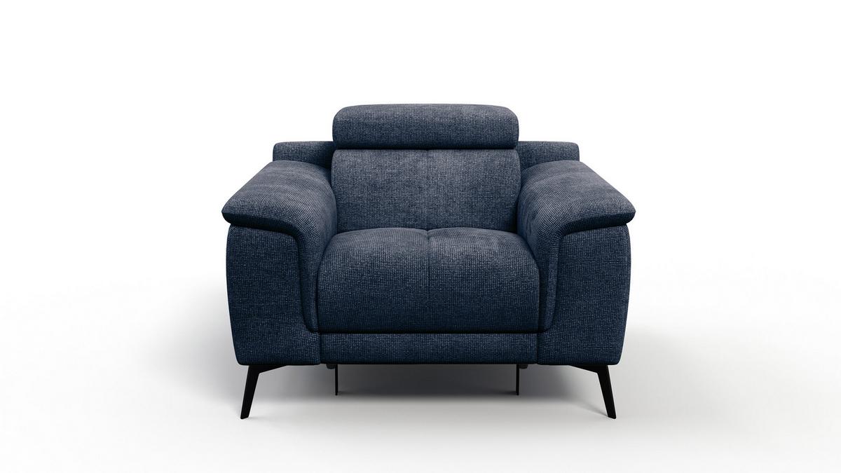 SESSEL FIERO mit Relaxfunktion, dunkelblau - Schwarz/Dunkelblau, Holzwerkstoff/Textil (114/82/103cm) - Wozimo