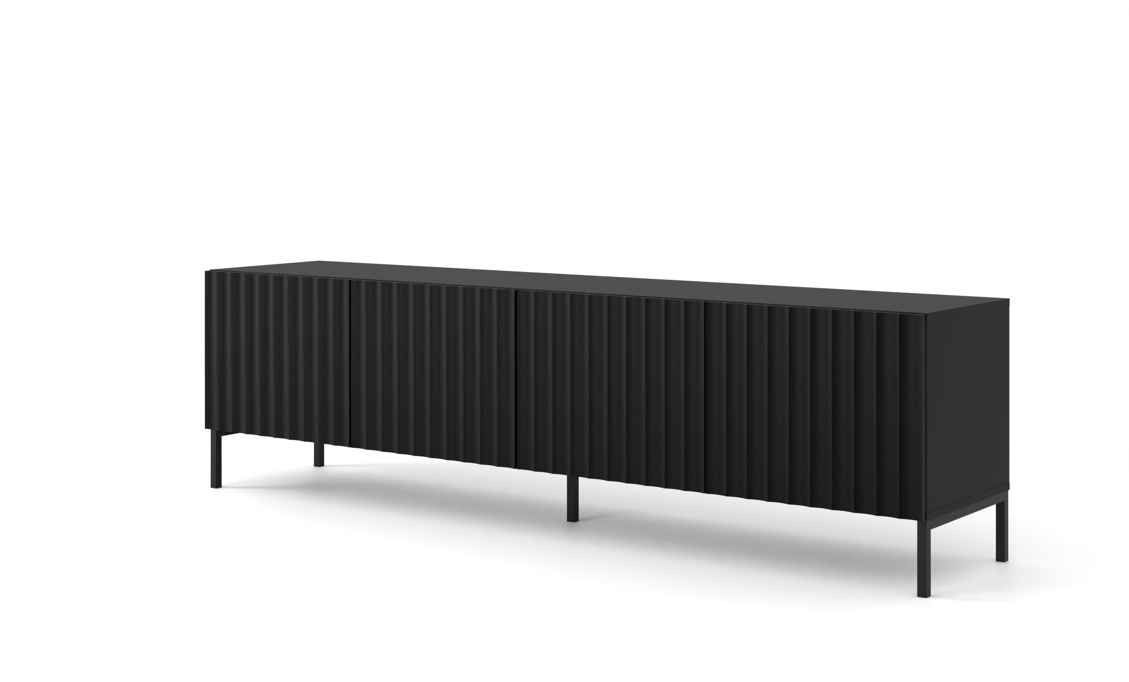 TV LOWBOARD Schwarz, Schwarz 200/56/42 - Schwarz, Holzwerkstoff (200/56/42cm) - RAUMHIRSCH FURNITURE