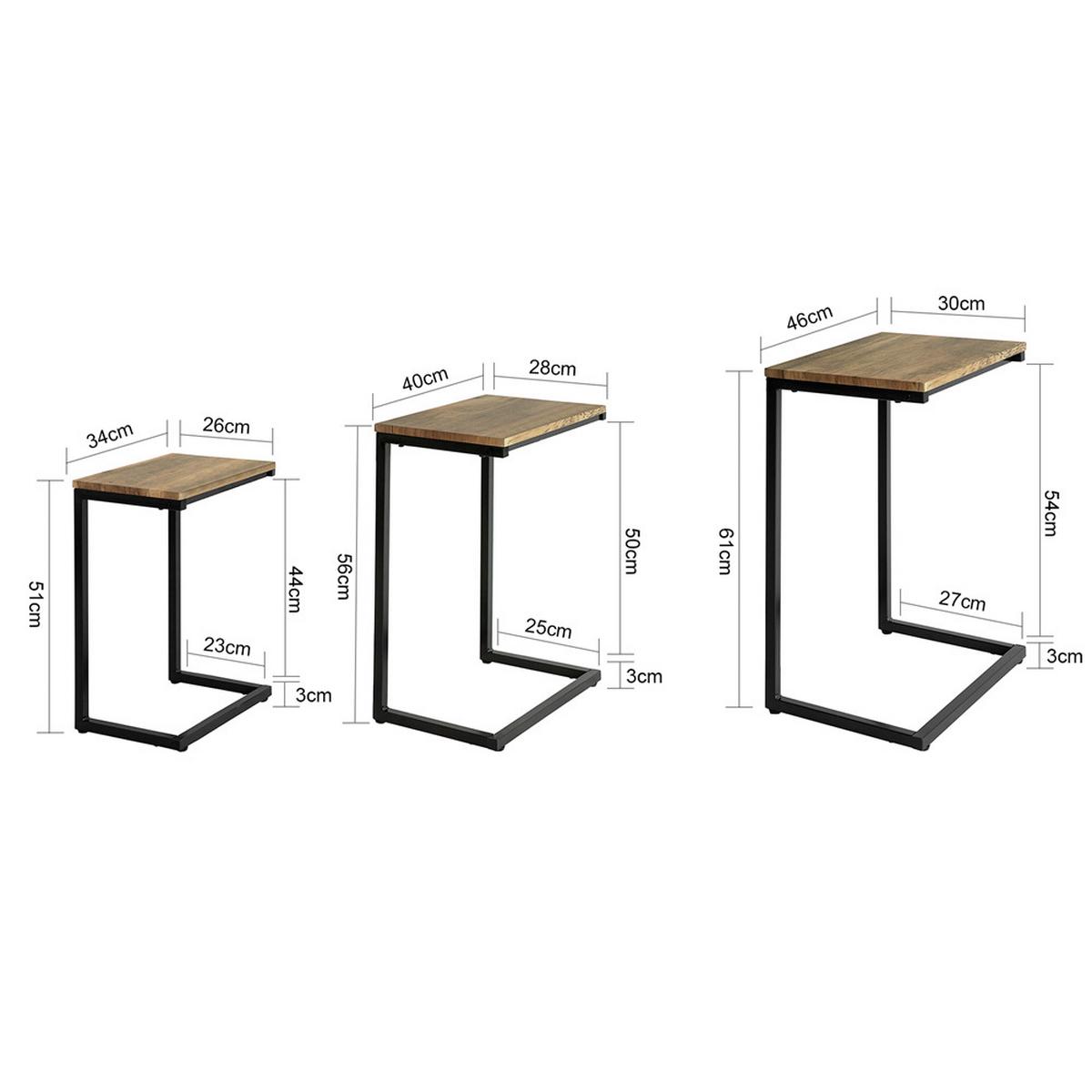 COUCHTISCH 3er Set Braun - Naturfarben, Holzwerkstoff (30/46/61cm) - SoBuy