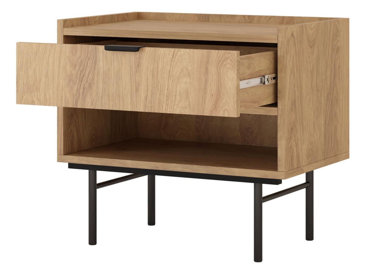 NACHTTISCH Edison - Nussbaumfarben/Schwarz, Holzwerkstoff/Metall (40/55/35cm) - MIRJAN24