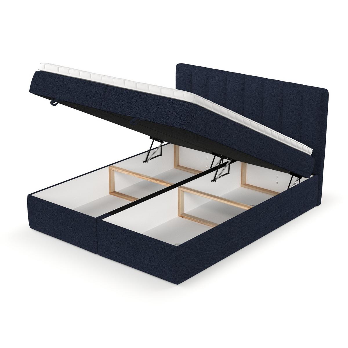 BOXBETT Lusso 200/200 cm Marineblau im Riva Stoff - Schwarz/Dunkelblau, Holz/Holzwerkstoff (200/200cm) - AltaBeds