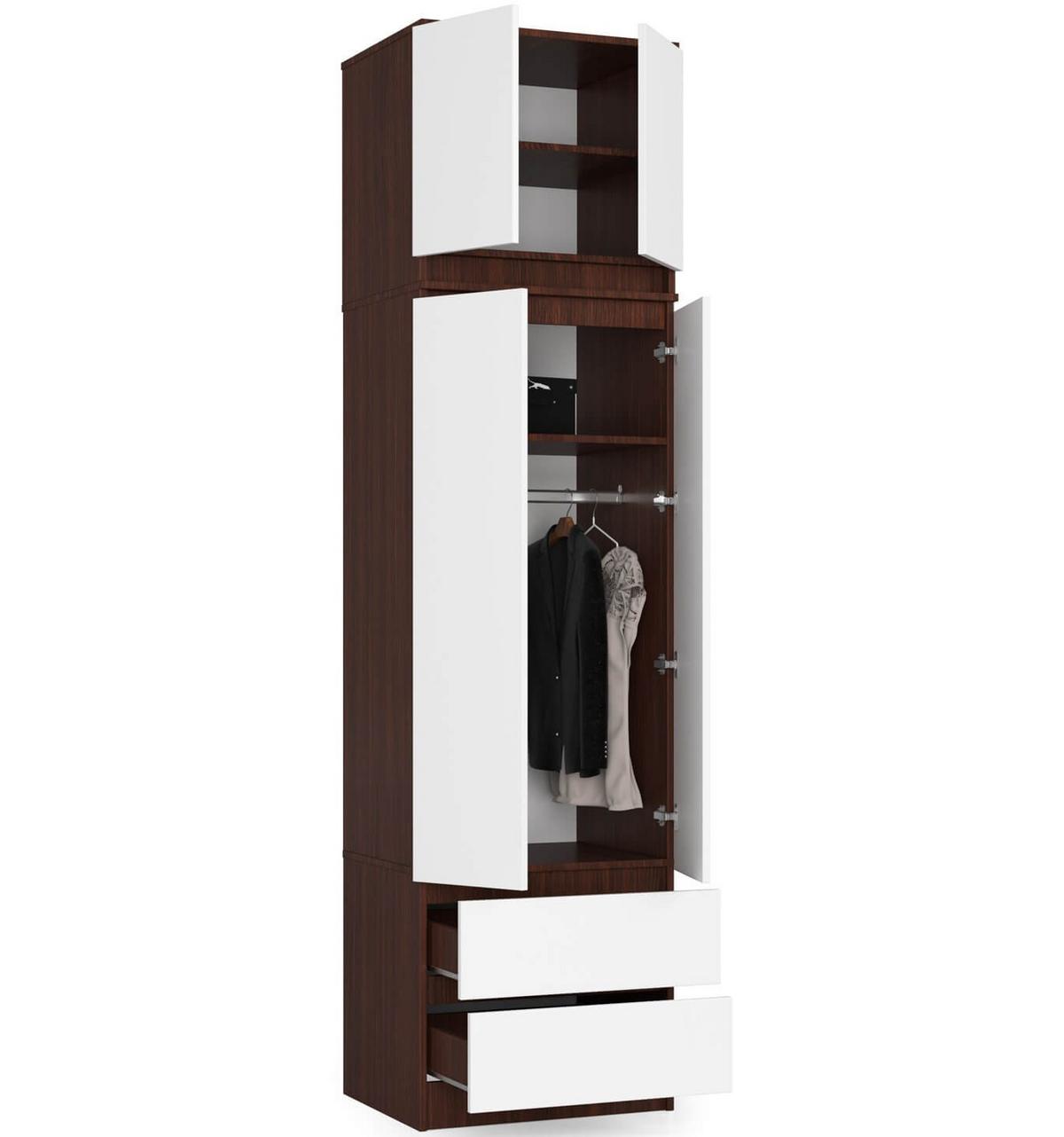 KLEIDERSCHRANK Dunkelbraun, Weiß 234/60/51 - Dunkelbraun/Weiß, Holzwerkstoff (60/234/51cm) - RAUMHIRSCH FURNITURE