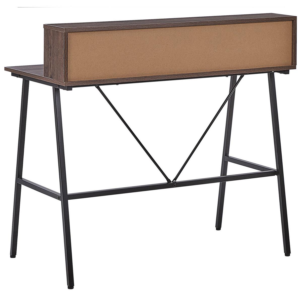 SCHREIBTISCH dunkler Holzfarbton 100/53/96 cm Harison - Dunkelgrau, Holzwerkstoff (53/100/96cm) - Beliani
