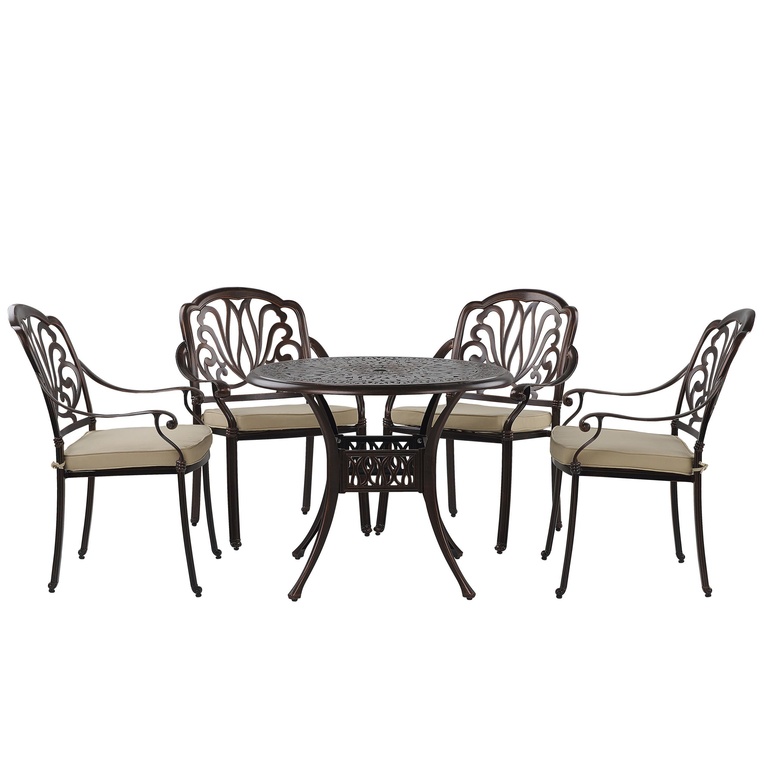 GARTENMÖBEL SET 4-Sitzer Aluminium dunkelbraun Ancona - Beige/Braun, Metall - Beliani