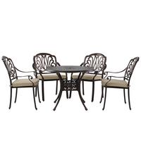 GARTENMÖBEL SET 4-Sitzer Aluminium dunkelbraun Ancona - Beige/Braun, Metall - Beliani
