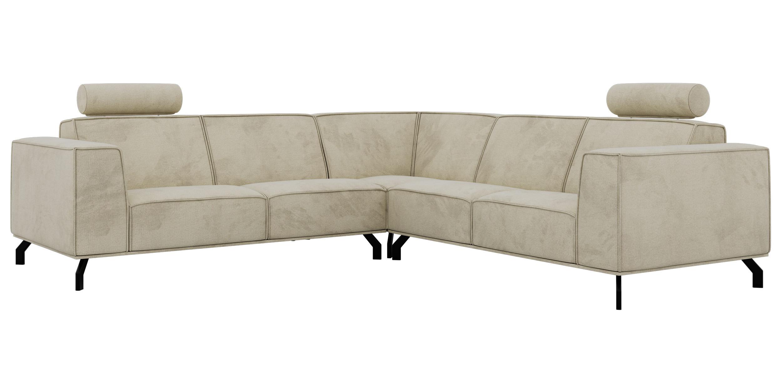 ECKSOFA VESANO L - Beige Velvet - Beige/Schwarz, Textil/Metall (260/260cm) - MKS