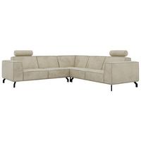 ECKSOFA VESANO L - Beige Velvet - Beige/Schwarz, Textil/Metall (260/260cm) - MKS