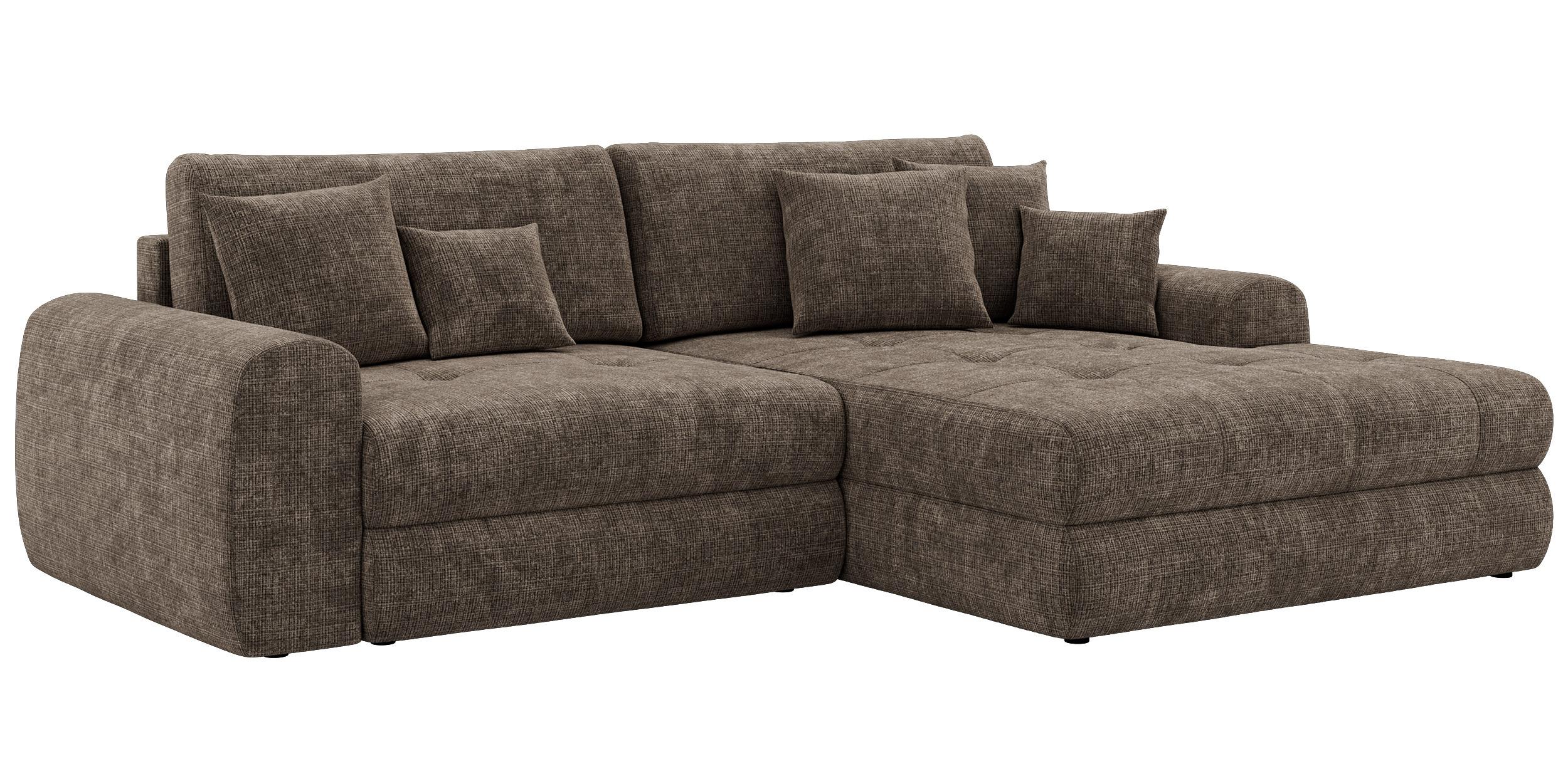ECKSOFA ARELIA L - Braun Schenille grob gewebt - Links Seite - Schwarz/Braun, Kunststoff/Textil (292/205cm) - MKS