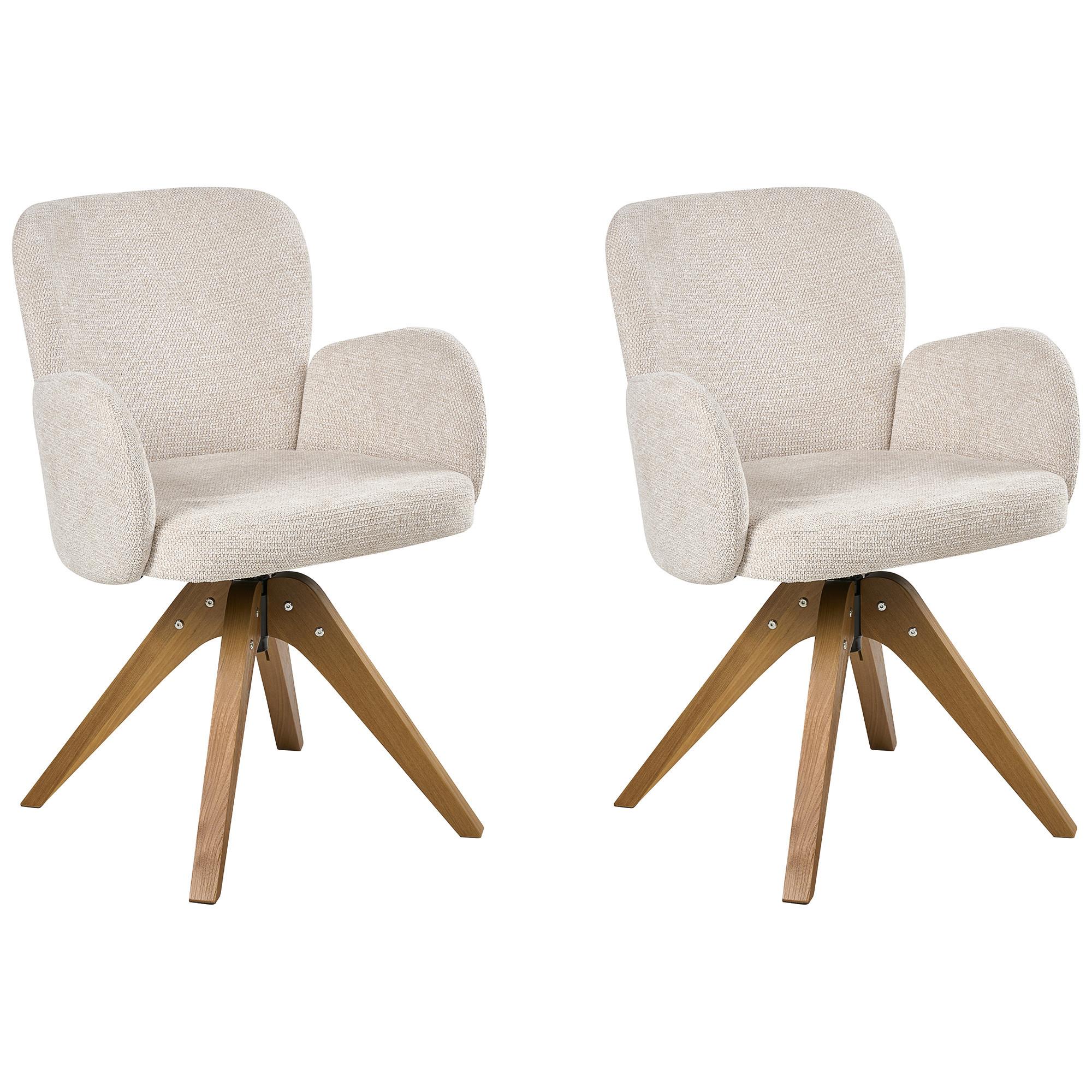 ESSZIMMERSTUHL 2er Set drehbar Stoff Hellbeige Jean - Beige, Textil (64/82/70cm) - Beliani