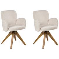 ESSZIMMERSTUHL 2er Set drehbar Stoff Hellbeige Jean - Beige, Textil (64/82/70cm) - Beliani