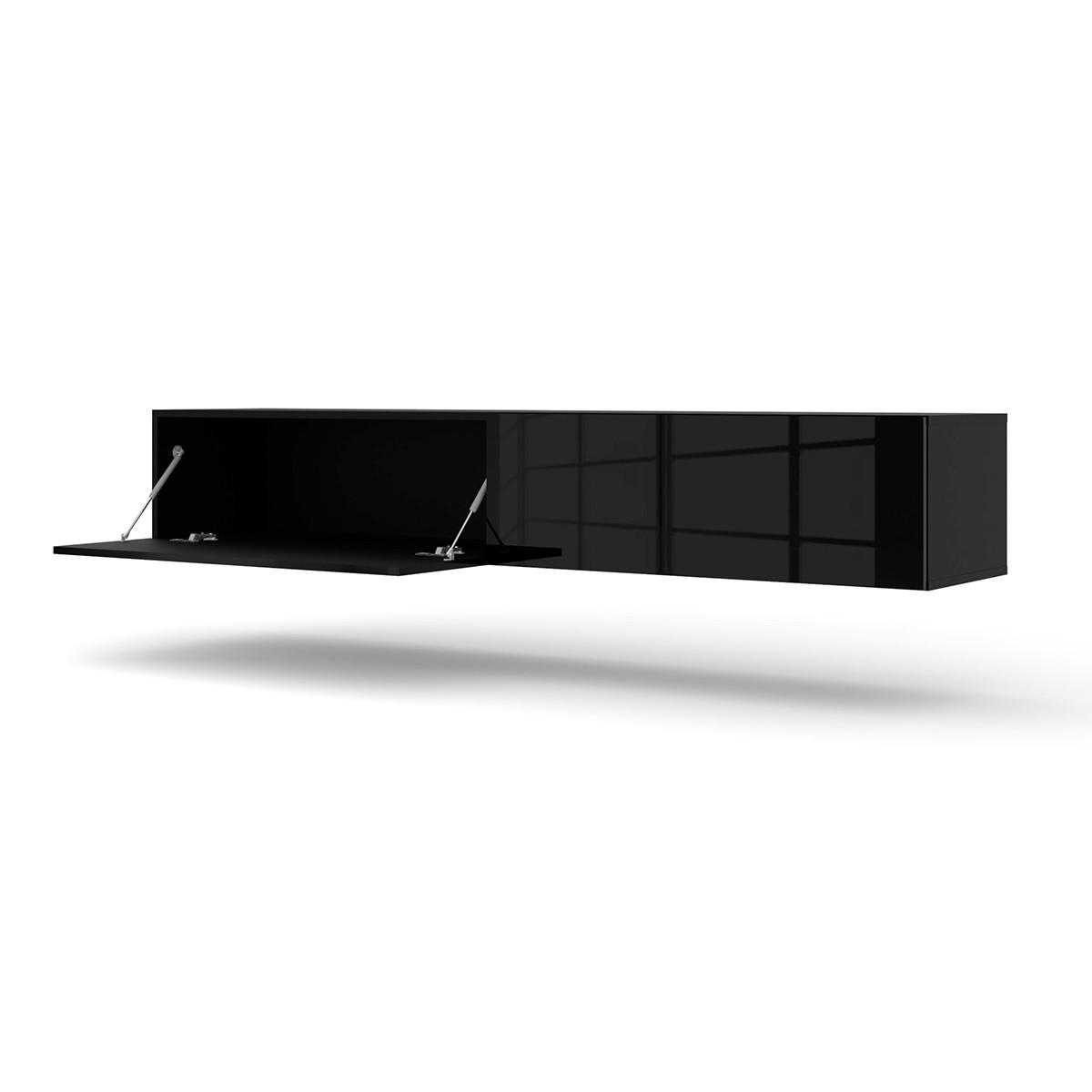 TV-MÖBEL Bali Korpus in Mattschwarz und Fronten in Hochglanzschwarz - Schwarz, Holzwerkstoff (180/30/40cm) - Petits-meubles