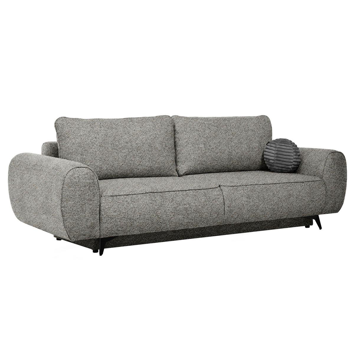 SCHLAFSOFA Vito 3-Sitzer mit Bettkasten, DL-System, Chenille-Stoff, Grau - Schwarz/Grau, Textil (256/90/99cm) - Beautysofa