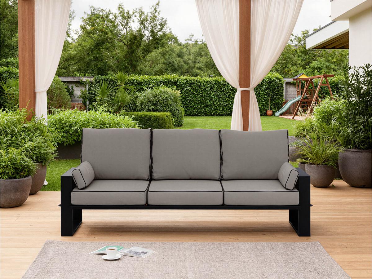 GARTENSOFA Elba 3 Sitzer - Grau - Grau, Textil (215/90/87cm) - MKS