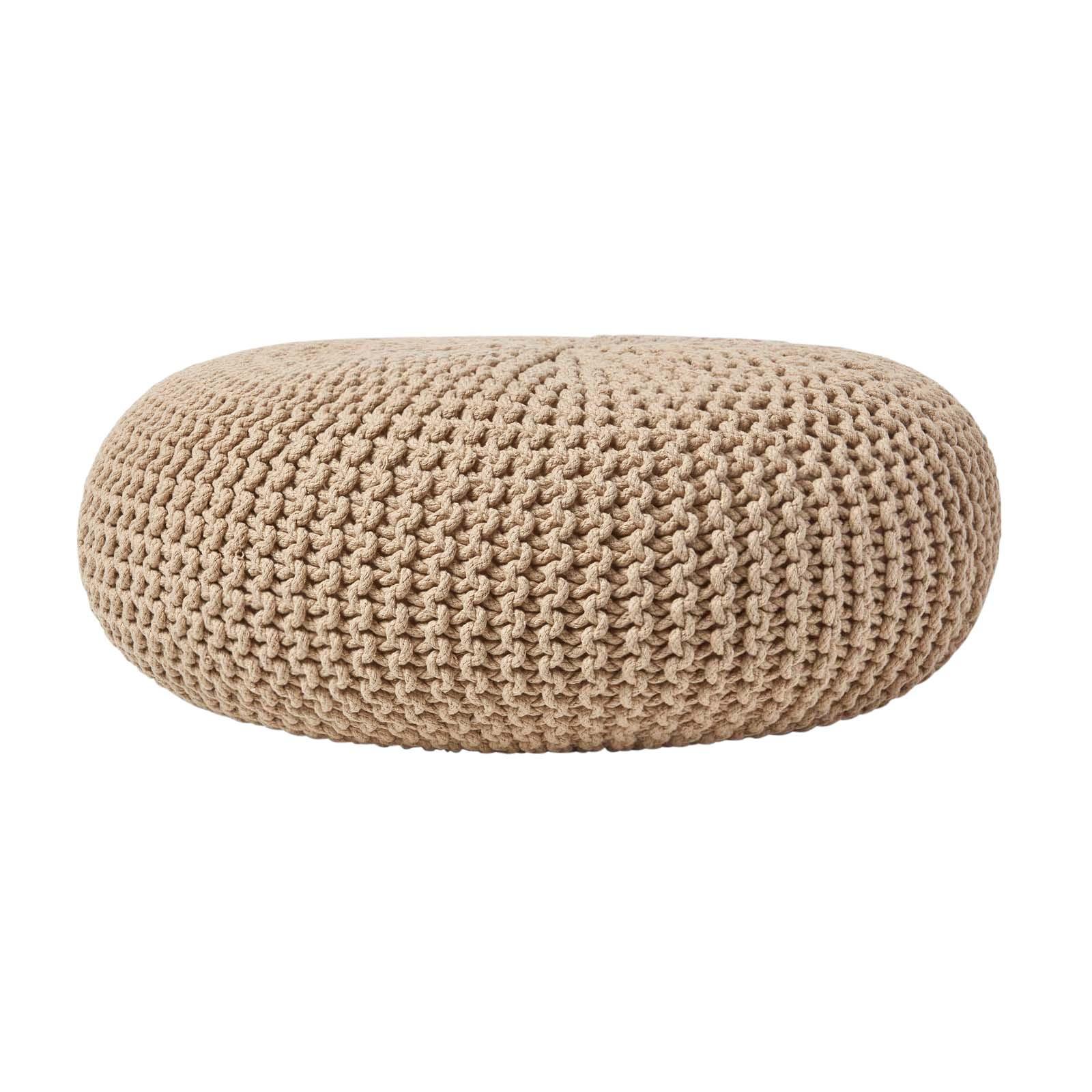 STRICK-POUF beige, Bodenkissen rund 70/70/23 cm - Beige, Textil (70/23/70cm) - Homescapes