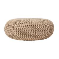 STRICK-POUF beige, Bodenkissen rund 70/70/23 cm - Beige, Textil (70/23/70cm) - Homescapes