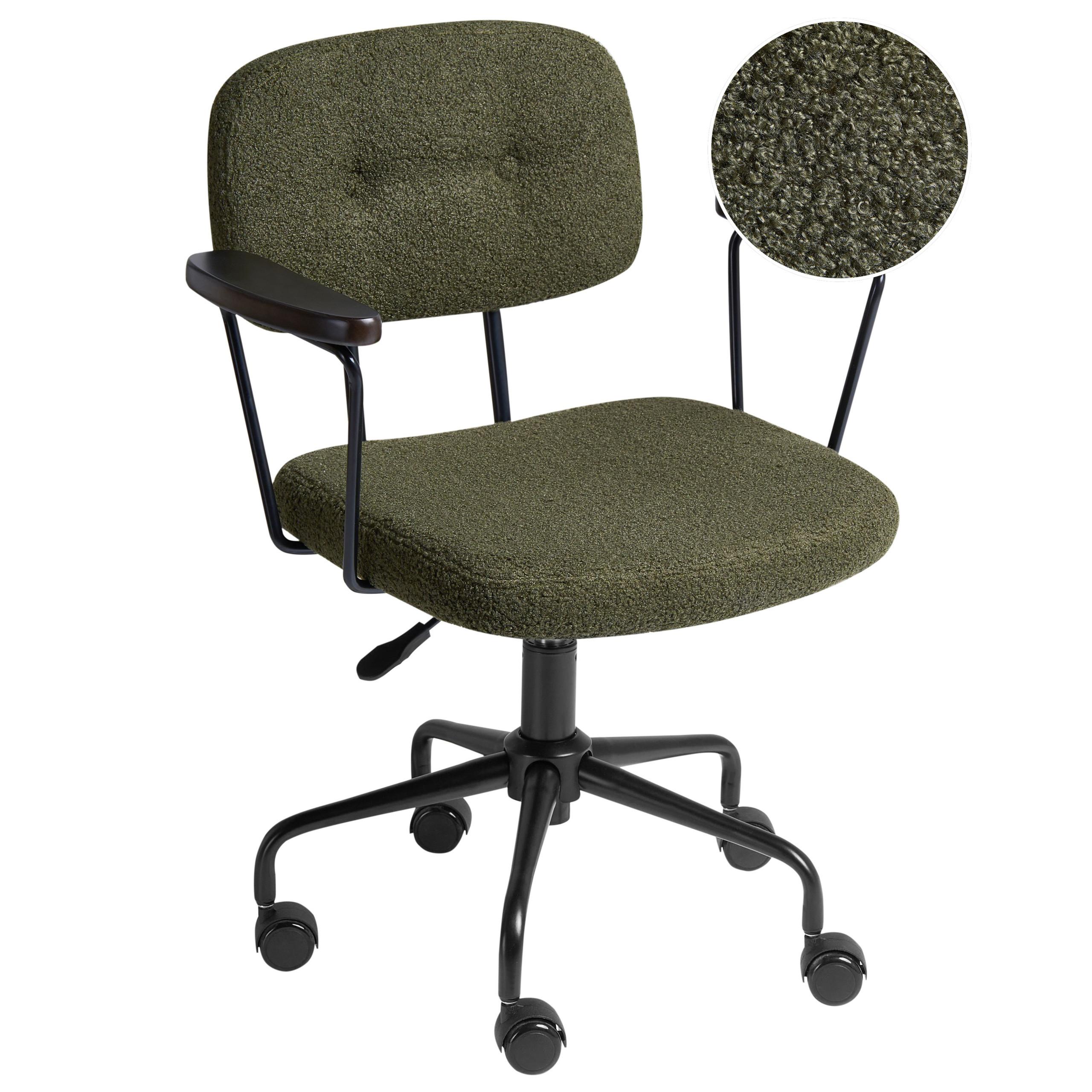 SCHREIBTISCHSTUHL Bouclé Dunkelgrün Algerita - Grün, Textil (62/77/62cm) - Beliani