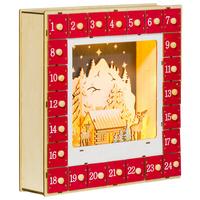 ADVENTSKALENDER Weihnachtskalender 24 Schubladen mit LED-Lichtern MDF Rot - Rot, Holzwerkstoff (7/34/34cm) - HOMCOM