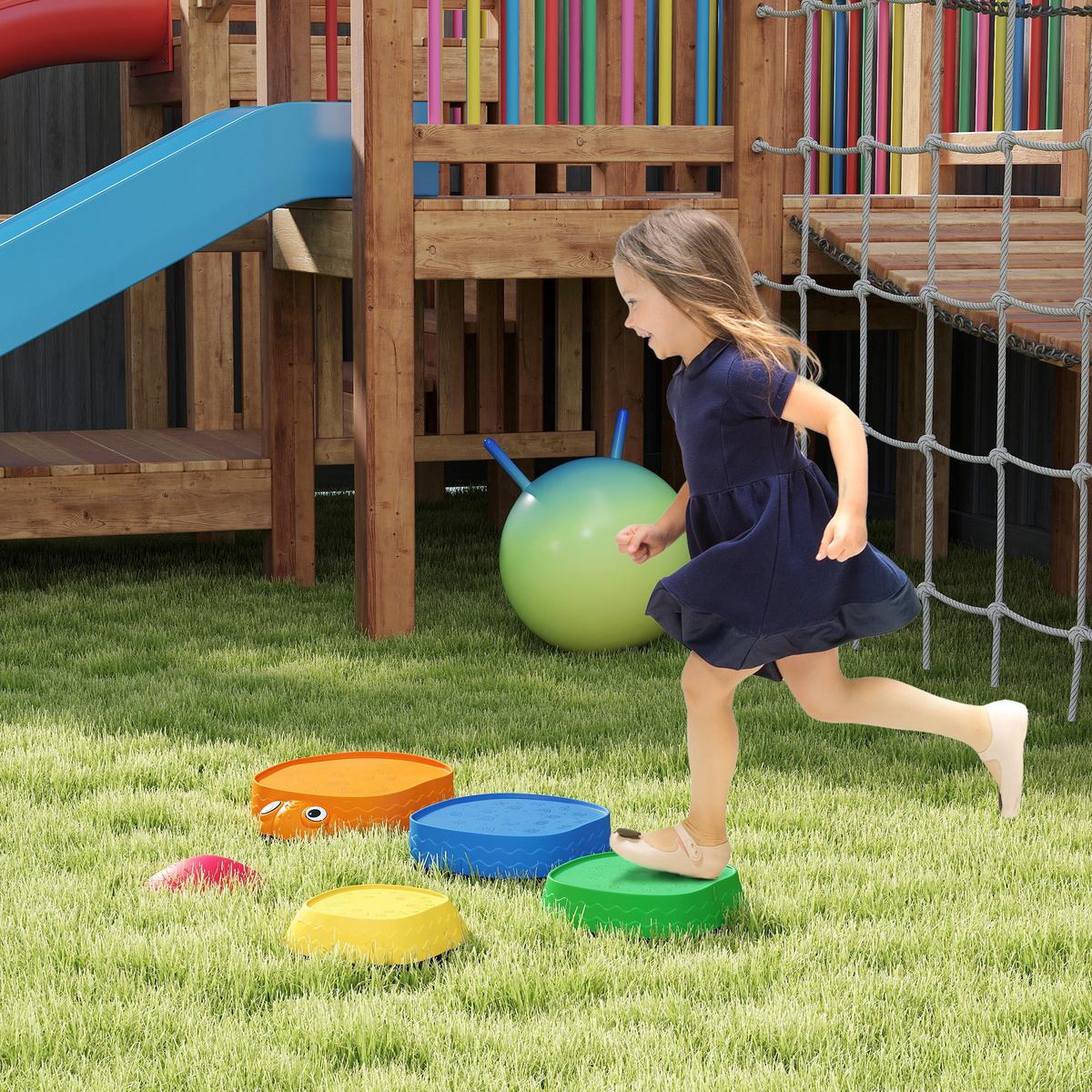 BALANCIERSTEINE für Kinder 5 Stück Rutschfeste Trittsteine stapelbar 2-8 Jahren - Multicolor, Kunststoff (33.5/28/37.8cm) - AIYAPLAY