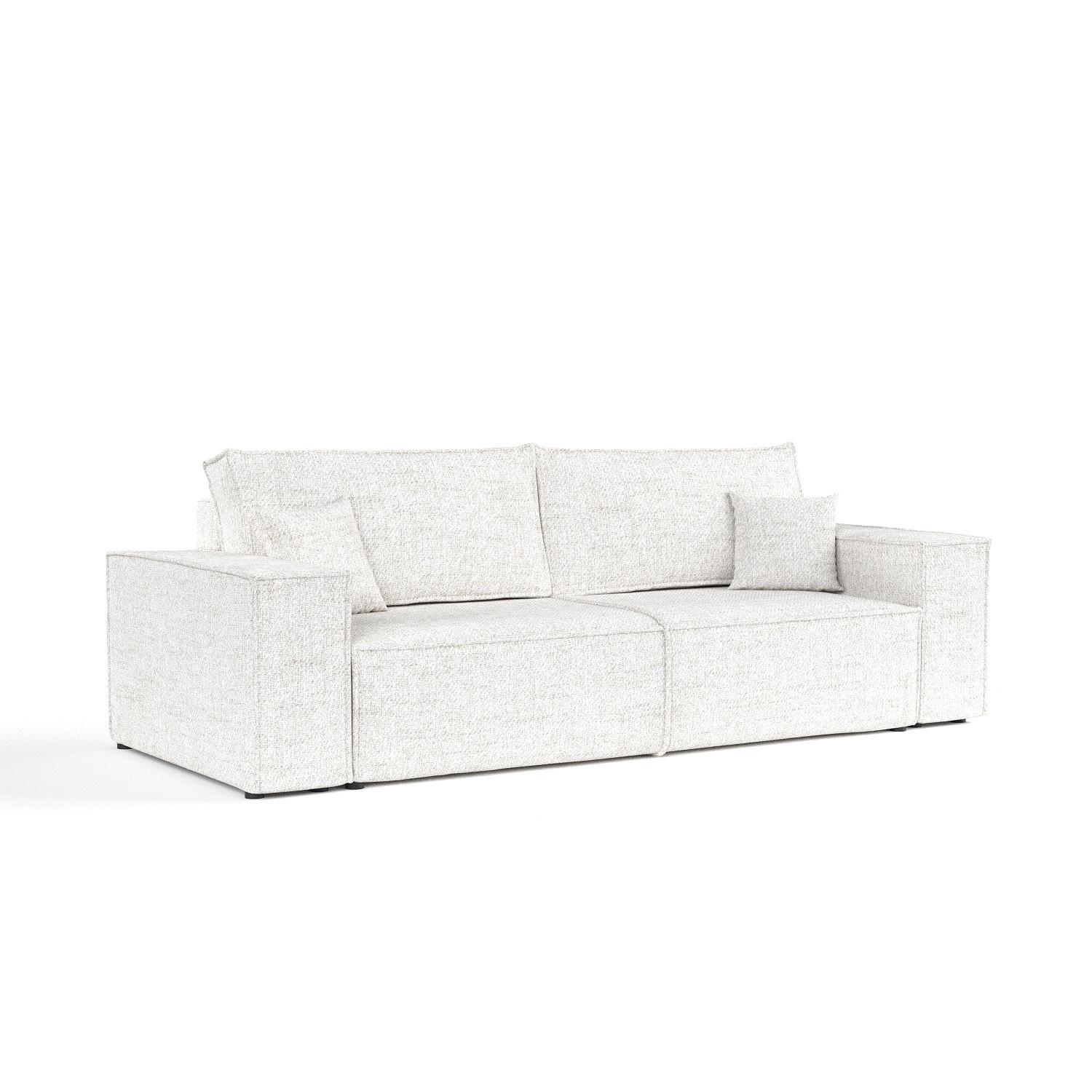 SOFA RESSO mit Schlaffunktion Creme im Neve Stoff - Creme/Schwarz, Holz/Holzwerkstoff (255/70/105cm) - AltaBeds
