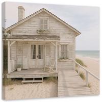 LEINWANDBILD Haus am Strand 40x40cm - Grau, Textil (40/40cm) - Feeby