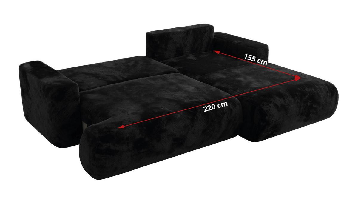 ECKSOFA OVO L Schwarz Plüsch - Rechts Seite - Schwarz, Kunststoff/Textil (195/271cm) - MKS