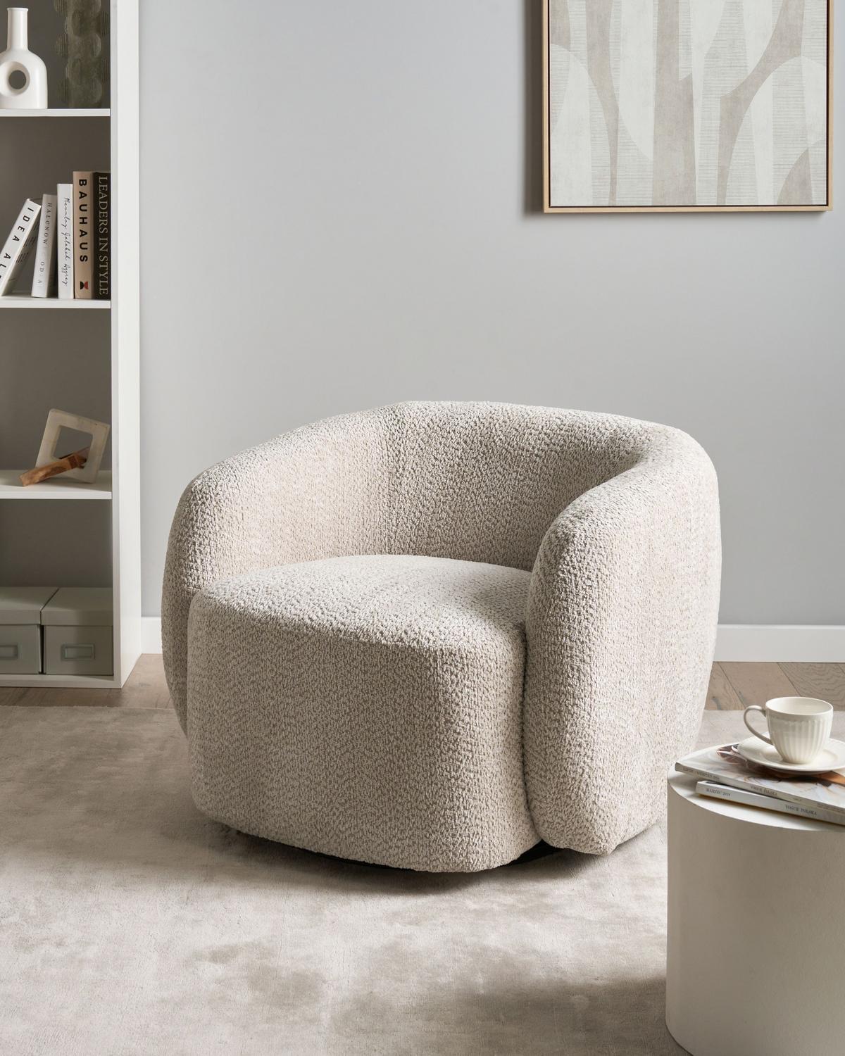 DREHSESSEL Stoff Beige Tore - Beige, Textil (85/67/80cm) - Beliani