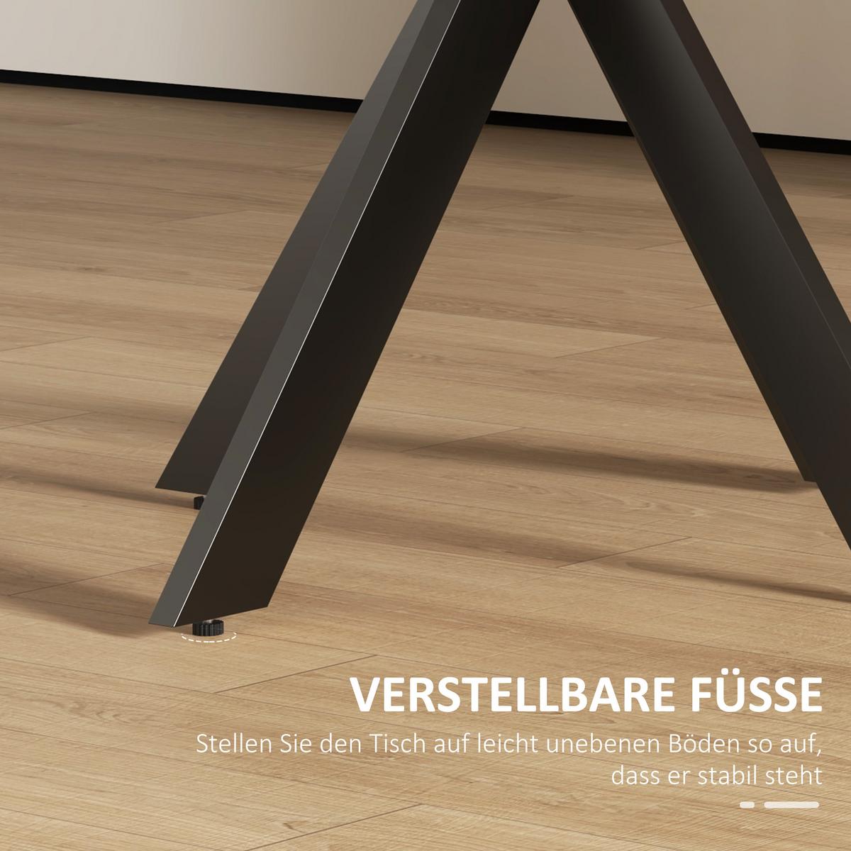 ESSTISCH MDF Stahl Braun - Schwarz/Braun, Holzwerkstoff/Metall (75/75/75cm) - HOMCOM