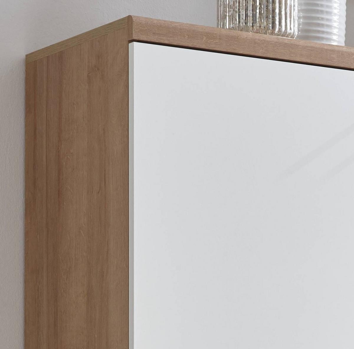 NACHTTISCH weiß, Eiche Riviera, Nachtkommode skandinavisch, 54 x 50 cm - Eichefarben/Weiß, Holz/Holzwerkstoff (40/50/54cm) - Furn.Design
