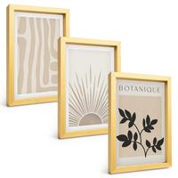 BILDER SET 3er Set - 20x30 cm Goldrahmen - Abstrakte Pflanzenmuster - Goldfarben, Kunststoff (20/30cm) - TULUP