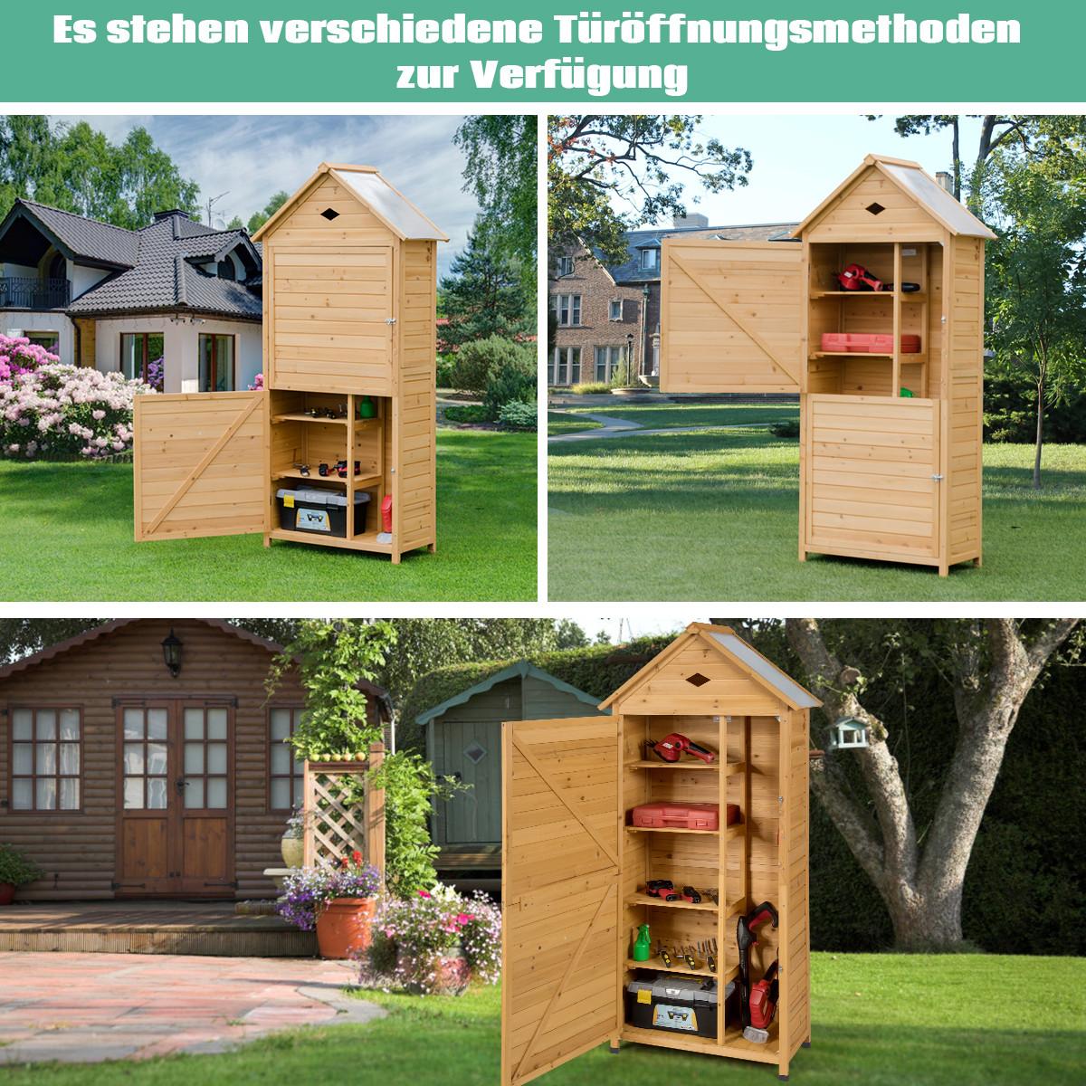 GERÄTESCHUPPEN natürliche Holzoptik - Apfelbaumfarben, Holz (80/177/45cm) - COSTWAY
