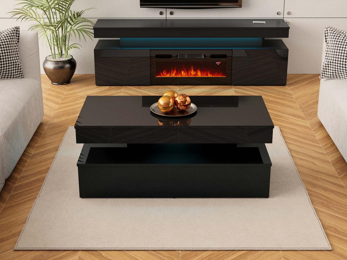 COUCHTISCH 120 Glossa 01 - Schwarz, Holzwerkstoff/Kunststoff (55/120/50cm) - MIRJAN24