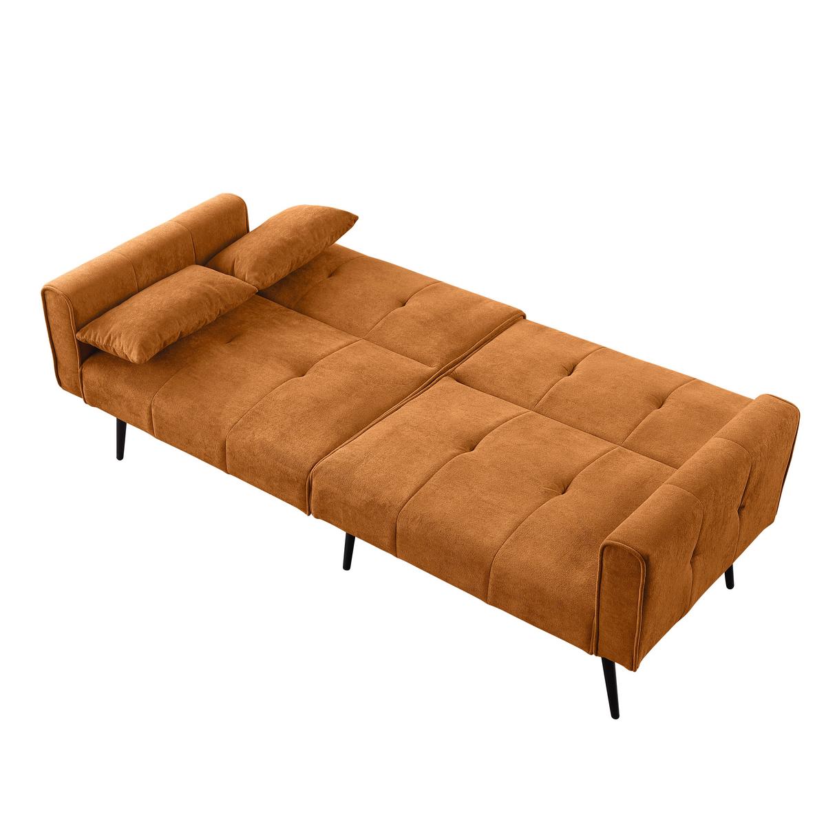 SCHLAFSOFA Cordstoff 3-Sitzer mit Armlehnen & Metallfüßen 175×71×71 cm - Orange, Holzwerkstoff/Textil (175/71/71cm) - Urban Meuble