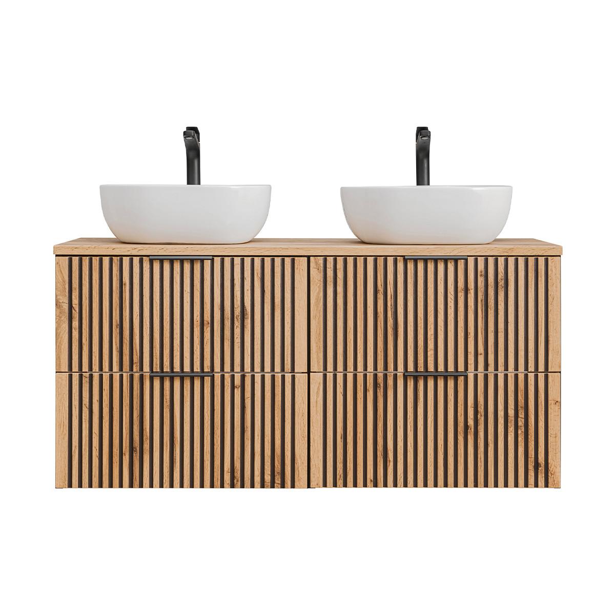 DOPPELWASCHTISCH 120.6cm Gaia Holz in Eichenoptik und Schwarz - Schwarz, Holzwerkstoff (120.6/59/46cm) - Petits-meubles