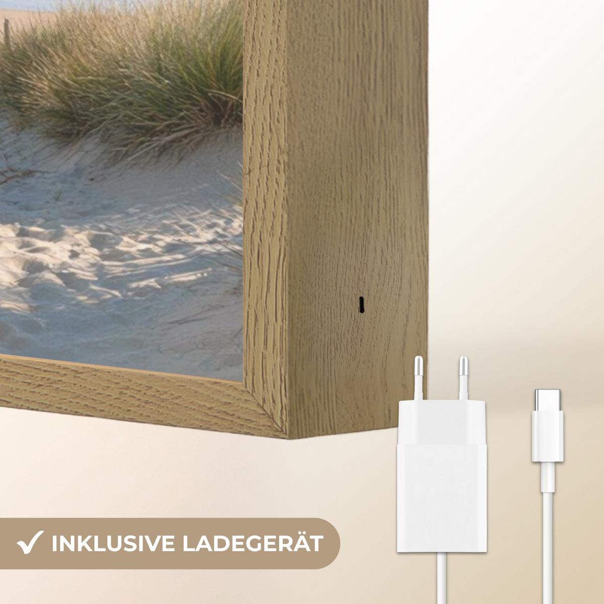 WANDLEUCHTE MIT AKKU Strand - Meer - Düne - Sand - Sommer 30x40 cm - Sandfarben, Holzwerkstoff (30/40/8cm) - OnlyWow
