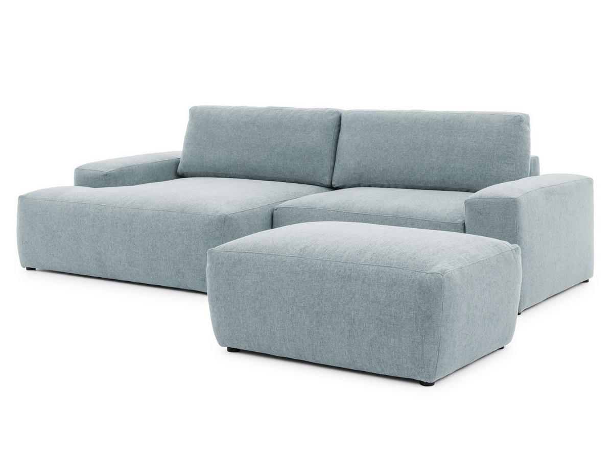 HOCKER Lennon aus Hellblau Strukturstoff mit vielseitiger Nutzung - Schwarz/Hellblau, Holz/Kunststoff (102/42/76cm) - S-Style
