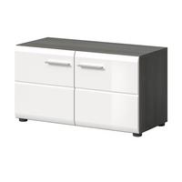 GARDEROBENBANK weiß Hochglanz, grau 80 cm, Schuhbank mit 4 Fächern - Weiß Hochglanz/Silberfarben, Holzwerkstoff/Kunststoff (80/44/37cm) - Inn.Furn