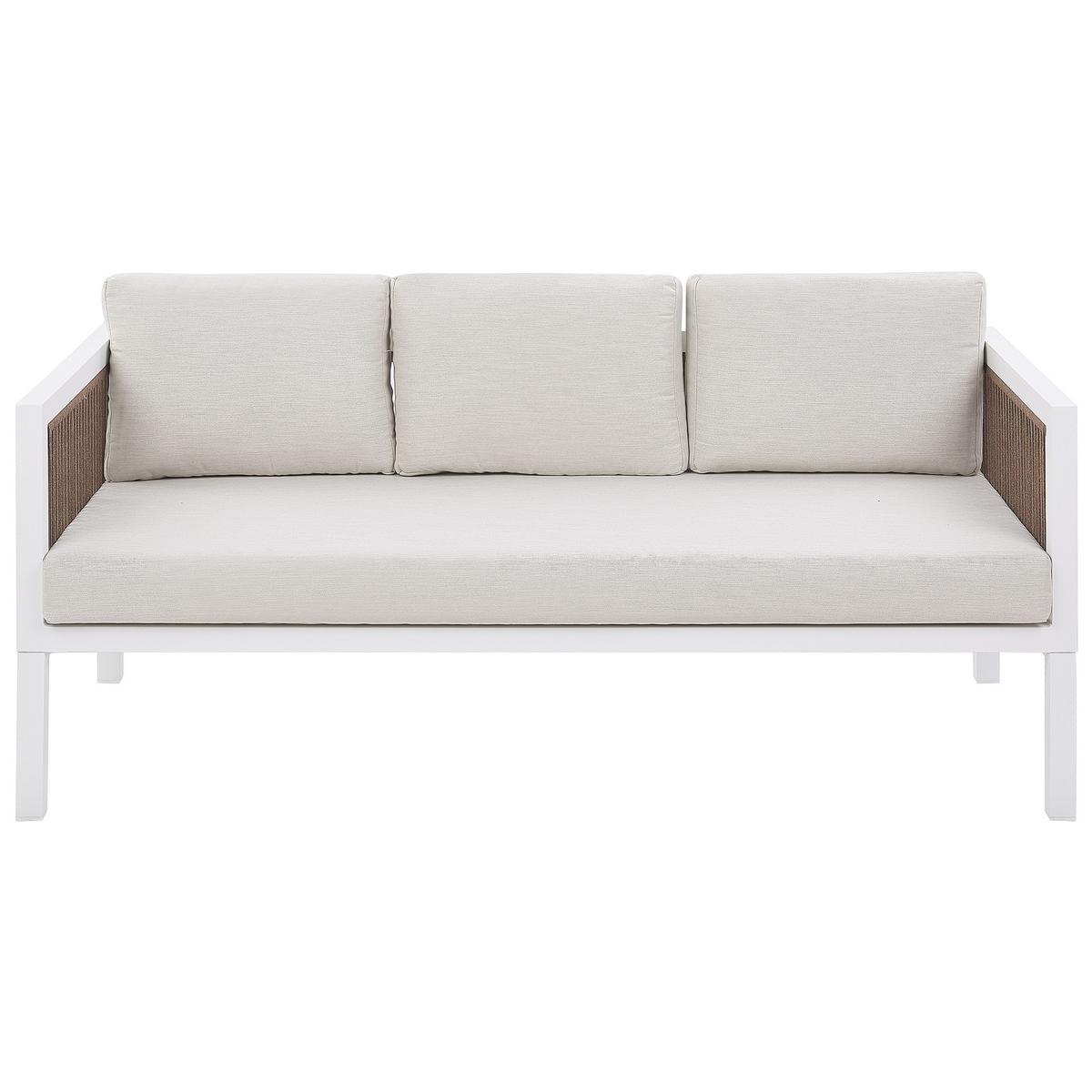 LOUNGE-SET 5-sitzer Aluminium Weiß Borello - Weiß, Metall - Beliani