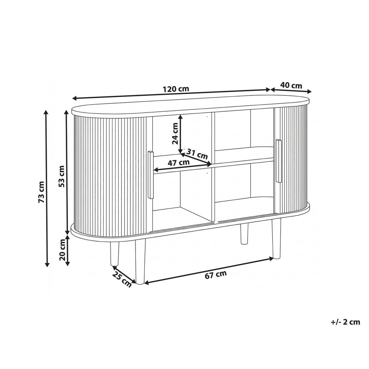 SIDEBOARD mit 2 Türen Dunkelbraun Sorell - Braun, Holz/Holzwerkstoff (120/73/40cm) - Beliani