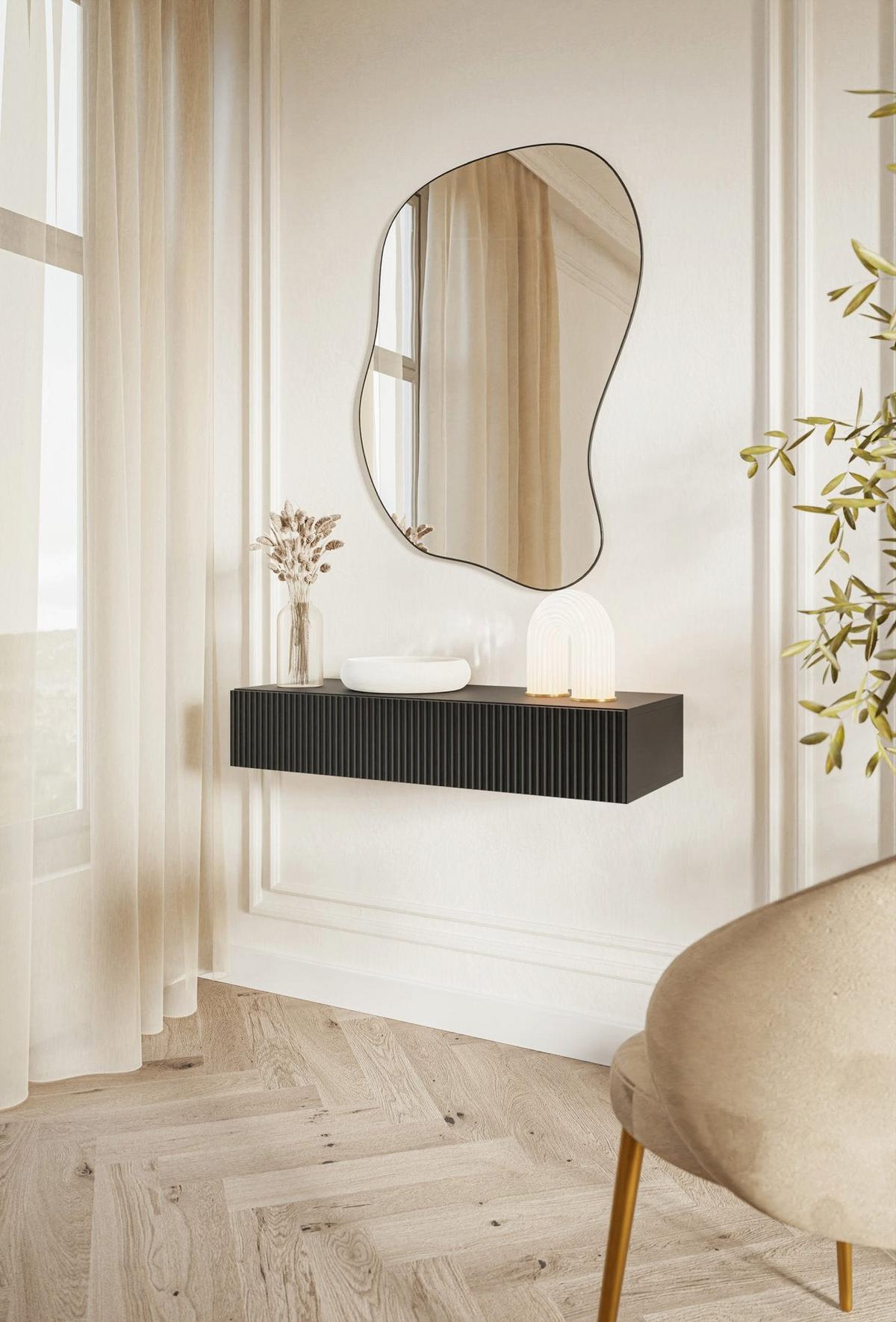 KONSOLENTISCH Veldio Schwarz 90 cm - Schwarz, Holzwerkstoff (35.6/90/17cm) - Selsey