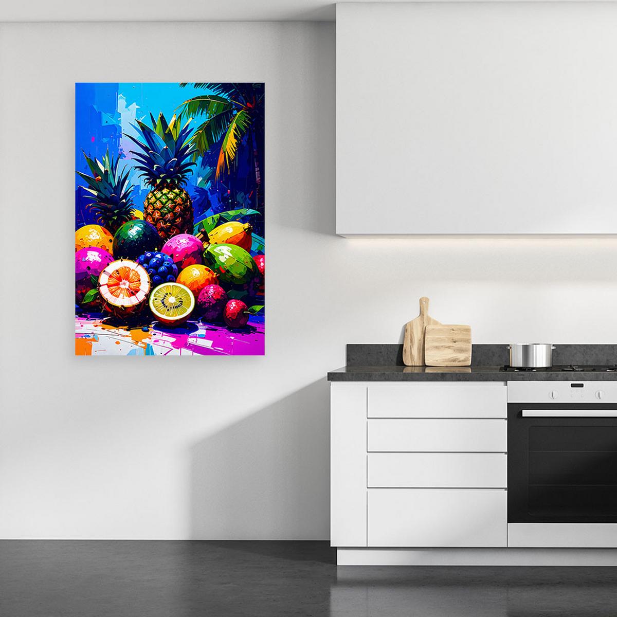 LEINWANDBILD Bunte tropische Früchte 60x90cm - Multicolor, Textil (60/90cm) - Feeby
