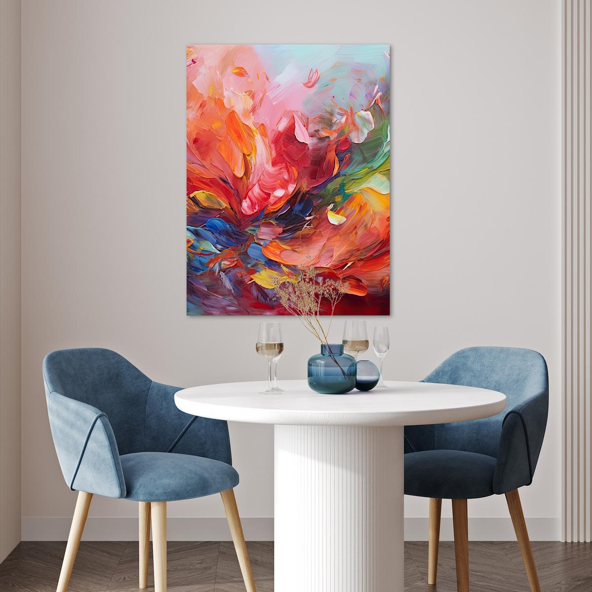 POSTER Ölgemälde - Kunst - Abstrakt - Farbenfroh Deko Wohnzimmer 60x80 cm - Altrosa, Papier (60/80/0.1cm) - MuchoWow