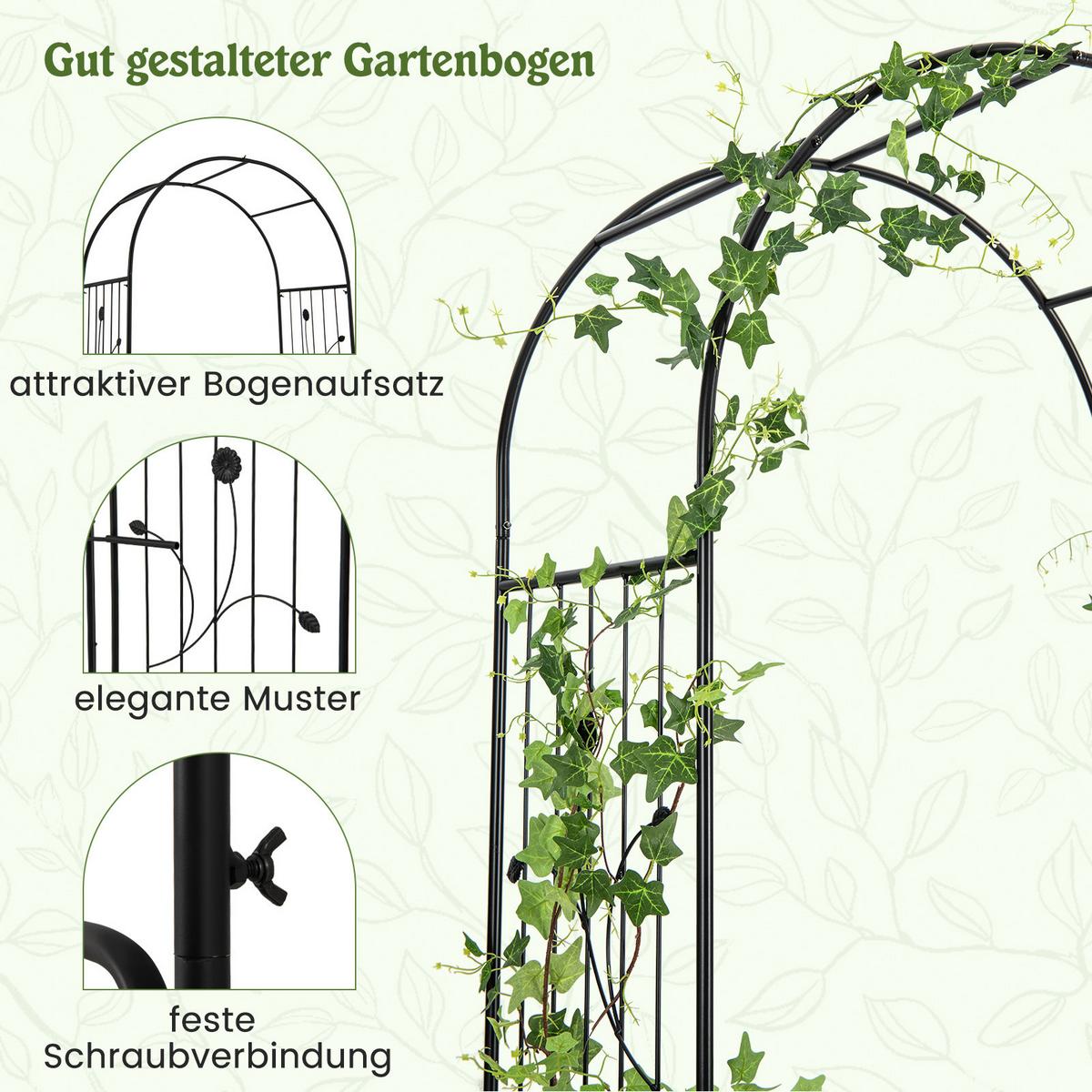GARTENBOGEN Schwarz - Schwarz, Metall (202/220/50cm) - COSTWAY