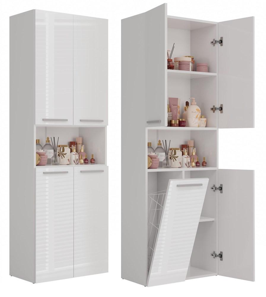 BADEZIMMERSCHRANK Weiß, Hochglanz Weiß 60/174/30 - Weiß, Holzwerkstoff (60/174/30cm) - RAUMHIRSCH FURNITURE
